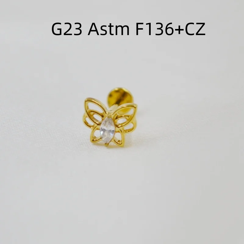 

Lot10 шт. G23 титановый Astm F136 цветок 6 фианитов, стандартная панель, шпильки для Козелка, 16 г, ювелирные изделия для пирсинга тела