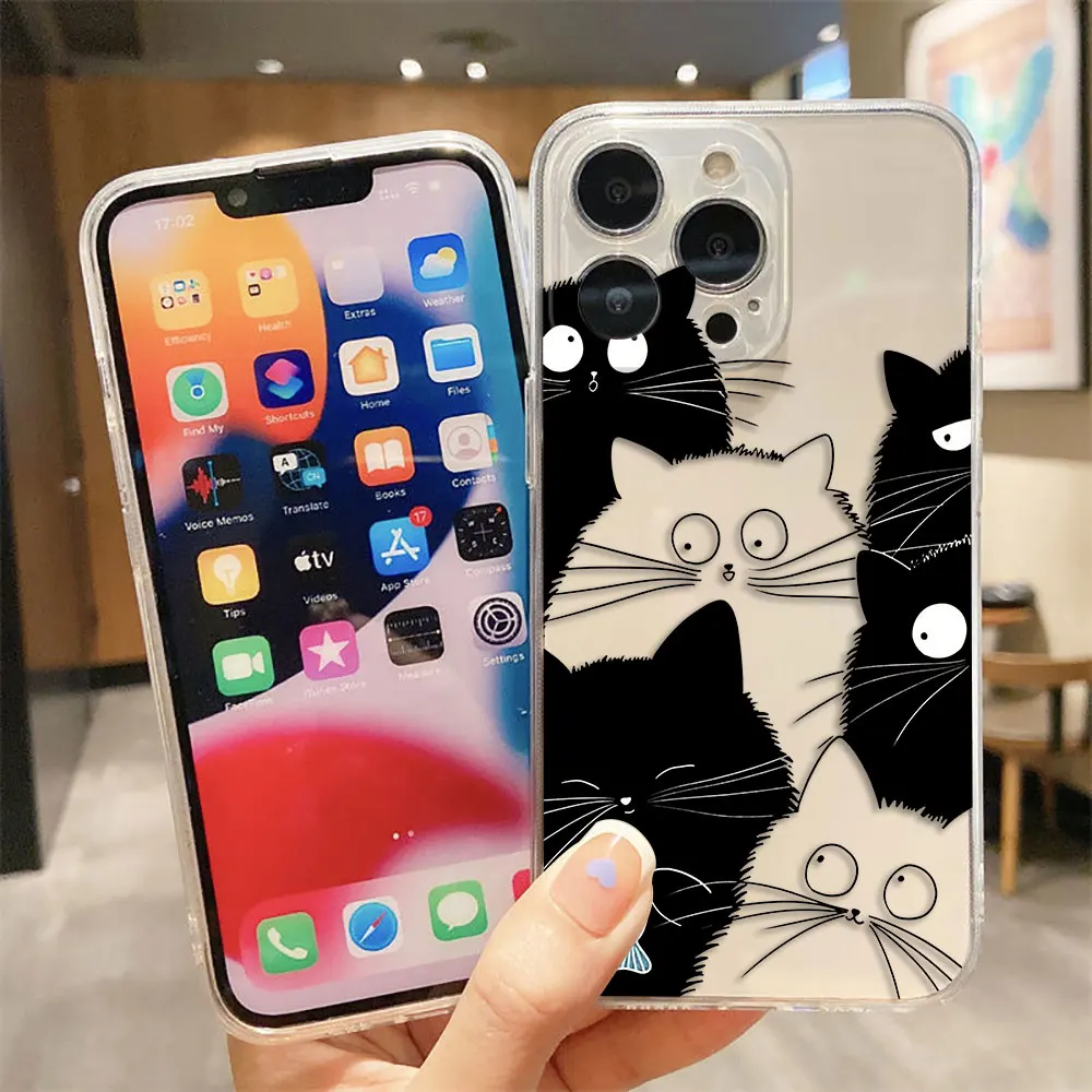 만화 재미있는 검은 고양이 폰 케이스 (REALME 5 6 7 7I 8 8I 9 9I 10 12 C75 C71 C67 C65 C63 C55 C53 C35 C33 C30 C21Y 투명 케이스)