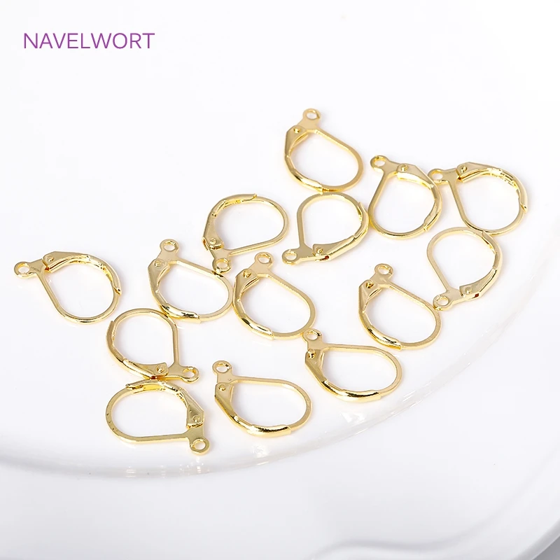 Anting Perancis Mode Kabel Telinga Belakang Tuas Kait Anting Berlapis Emas 18K dengan Cincin Tertutup untuk Aksesori Pembuatan Anting DIY