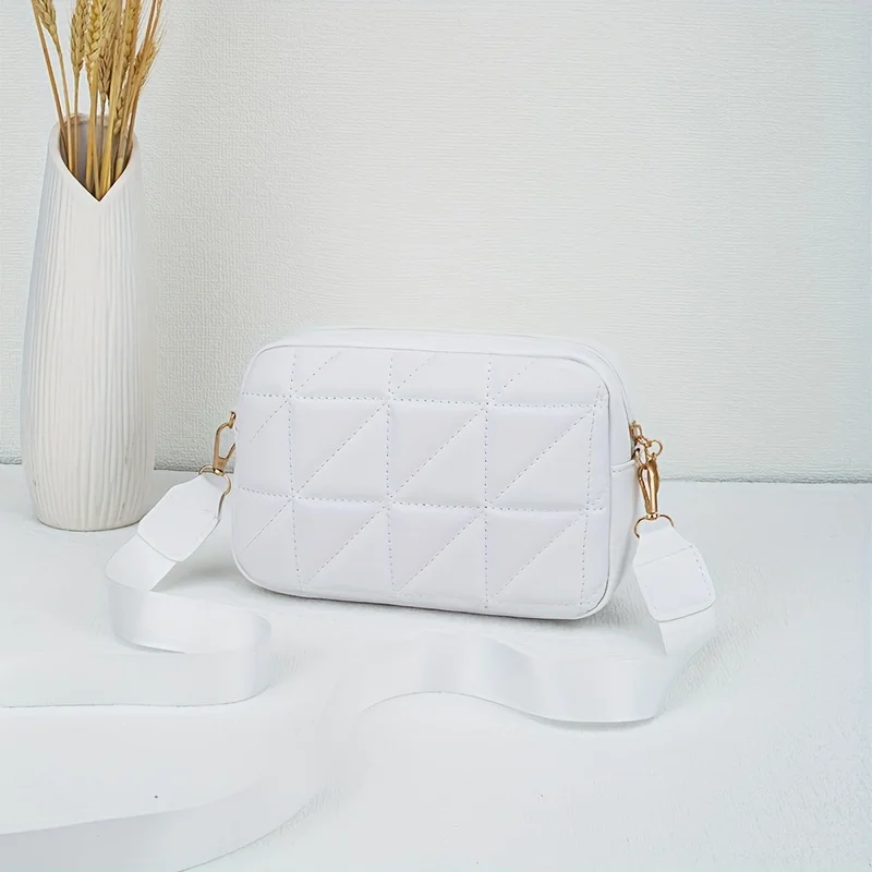 Embroidered fashionable crossbody bag, trendy casual shoulder bag, solid color simple shoulder strap, cursor small square bag