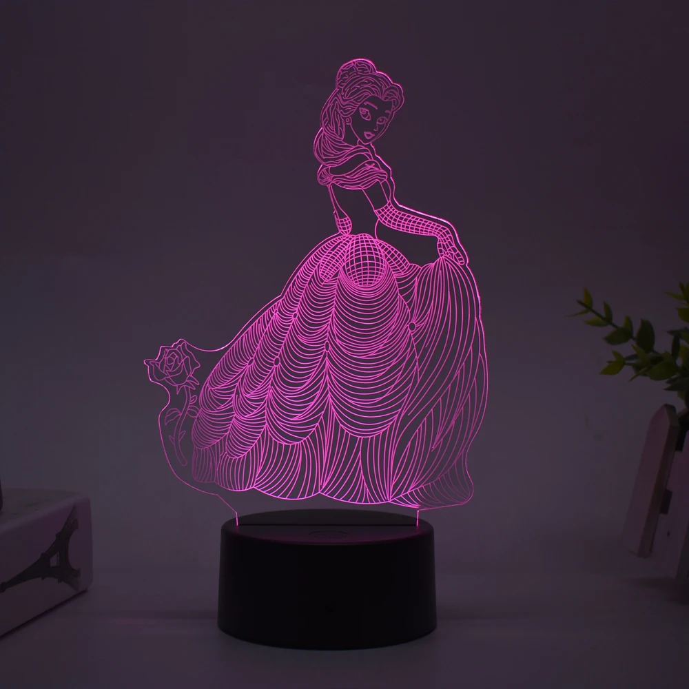 Frozen series Princess 3D Visual Lamp Anna Elsa Olfa Figurine LED Night Light Acrylic Illusion Table Lamp Home Decor Kids Toys