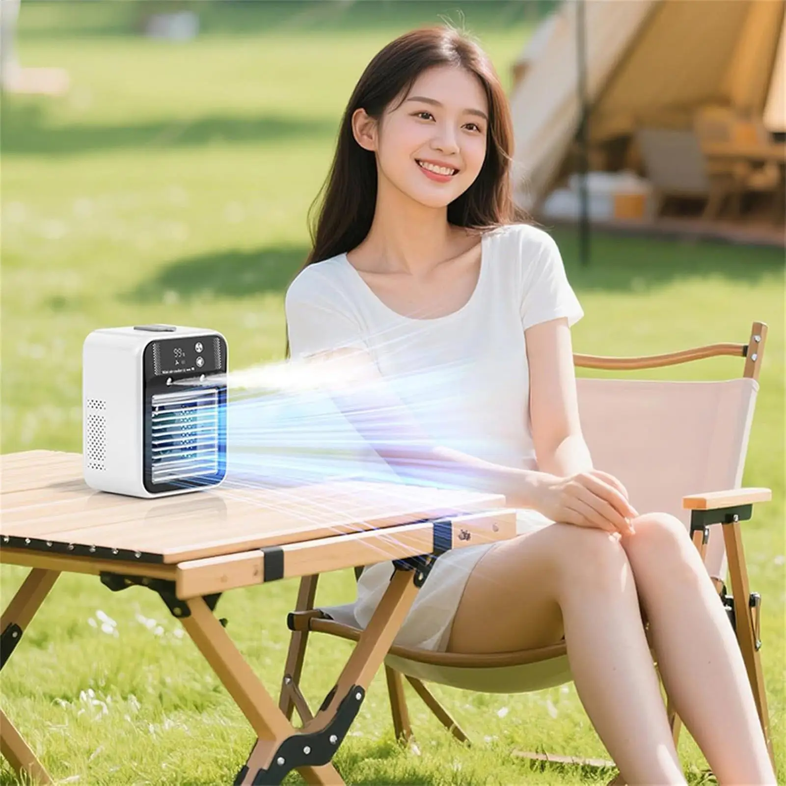 

Вентилятор кондиционера, воздушный охладитель с резервуаром для воды на 500 мл, тихий охлаждающий вентилятор для личных устройств для наружного пола, спальни, офисов