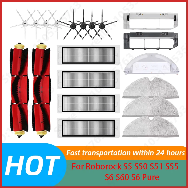

For Roborock S5 S50 S51 S55 S6 S60 S6 Pure Vacuum Cleaner Accessories HEPA Filter Mop Cloth Side Main Brush Spare Parts