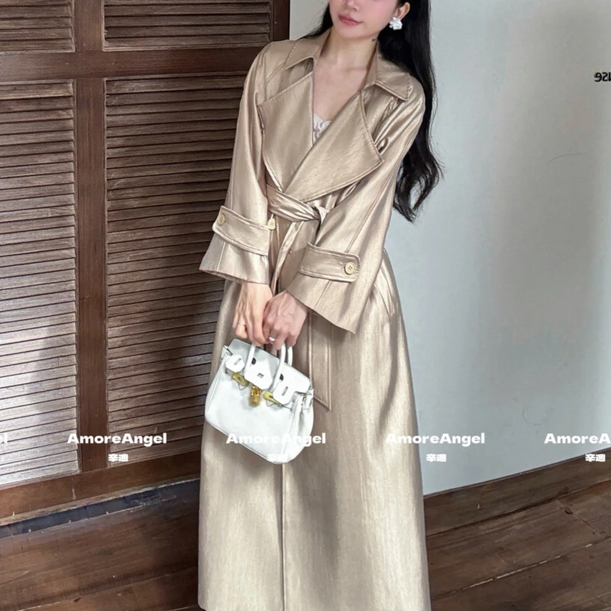 BJTZ Women’s Glitter Trench Coat Autumn 2025 Fashion Designer Elegant Minimalist Structured Comfy Premium Quality Casual