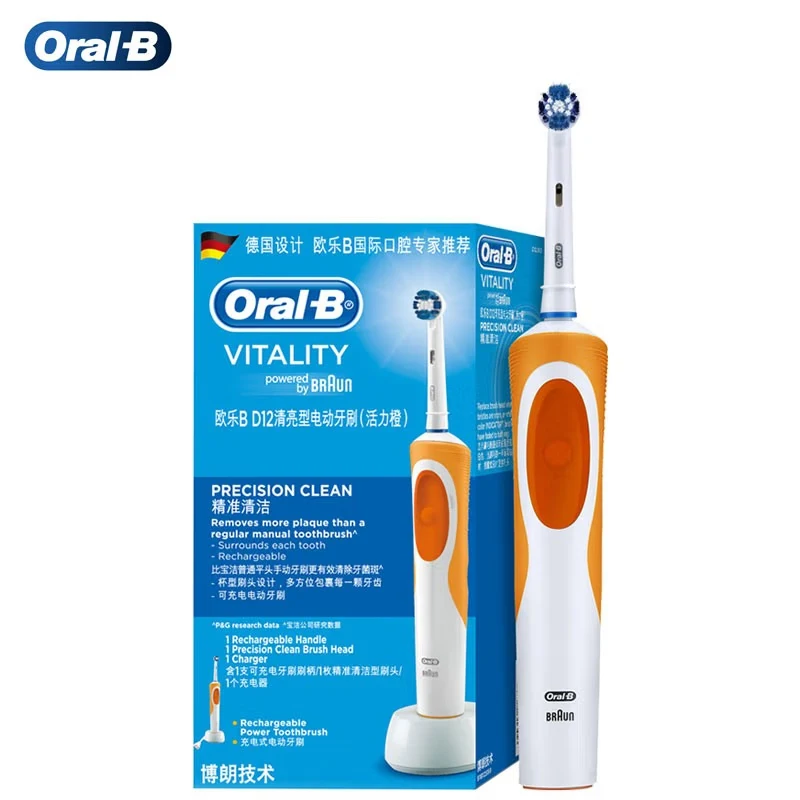 Oral B D12 Vitality Electric Toothbrush Rechargeable Sonic Tooth Brush Soft Bristle Inductive Charging Remove Plaque for Adult