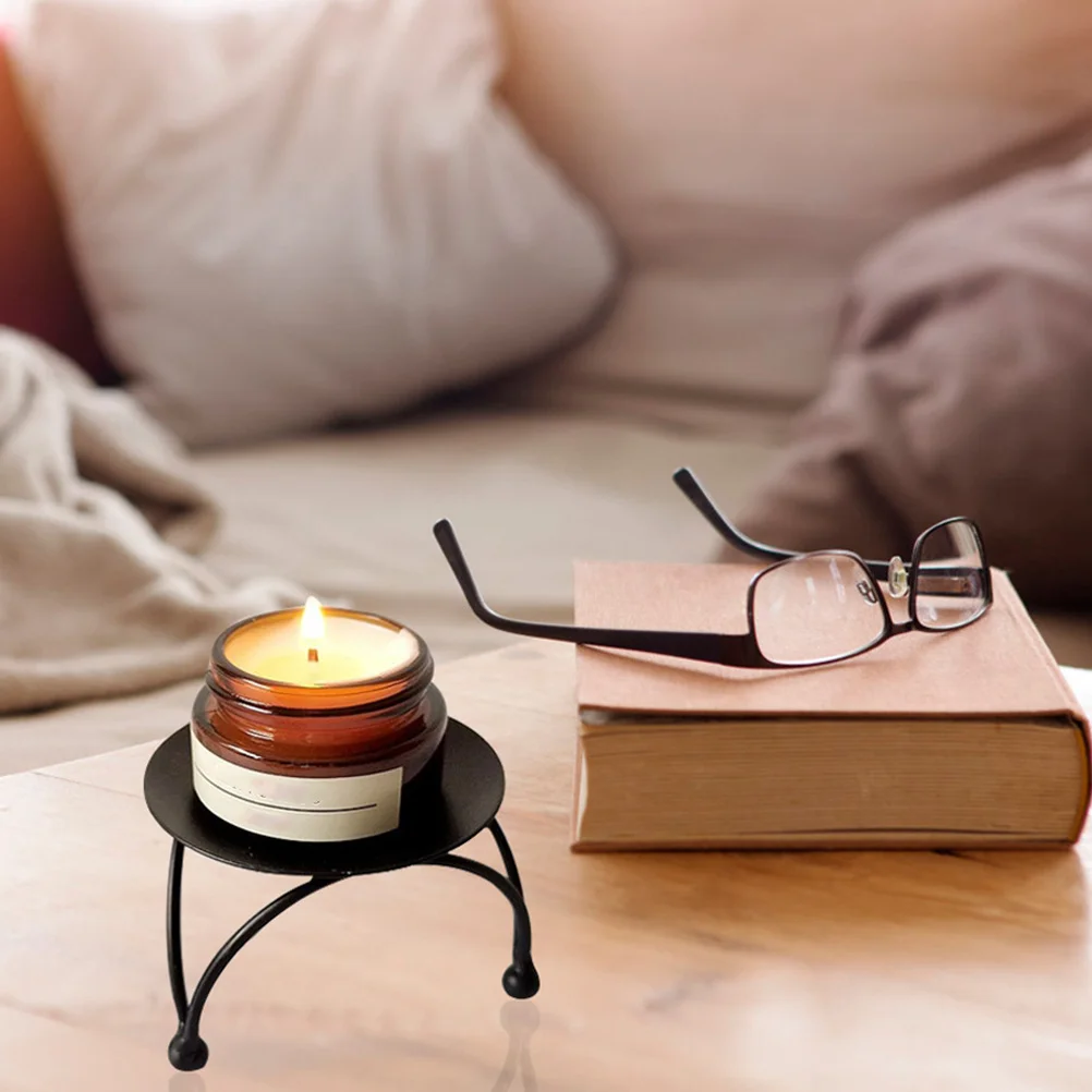 

2Pcs Round Iron Candleholder Stylish Simple Stand Home Desktop Decorative Candlestick Iron Art Candlestick