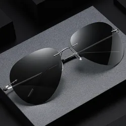 Fashion Rimless Pilot Polarized Sunglasses Men Women High Quality Ultralight color-changing Sun Glasses Classic Driving Shades