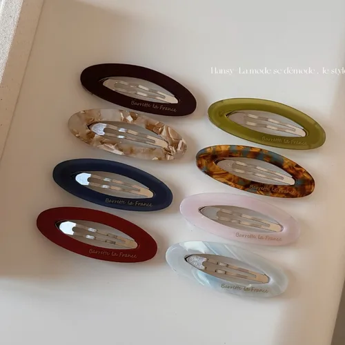 Imagen 1 del producto Clip BB ovalado hueco de ácido acético, flequillo de pelo roto para la frente, clip LATERAL, tocado con horquillas para cabeza trasera de temperamento simple