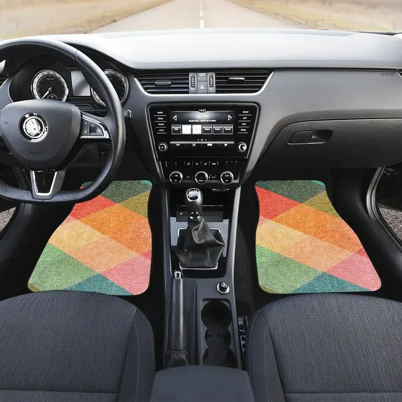 

Orange Peach Yellow Abstract Art Car Floor Mats Set, Front and Back Floor Mats for Car, Car Accessories