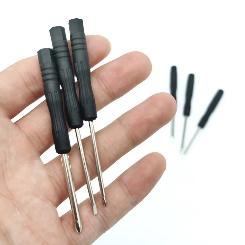 10Pcs Portable Small Mini Screwdriver 2mm 3mm Slotted Cross Repair Tool Black Phone Repair Tool Screwdrivers