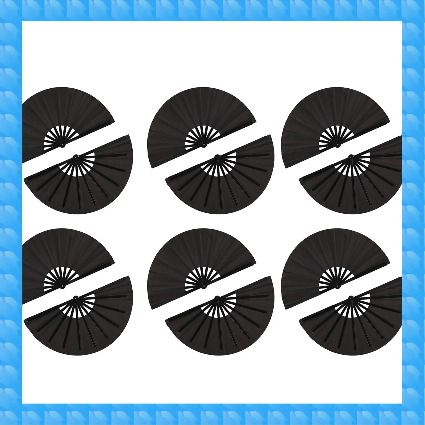 

ETRT 12-компонентный большой складной веер из нейлоновой ткани, ручной складной веер, китайский кунг-фу, тай-чи, черный декоративный складной ручной веер