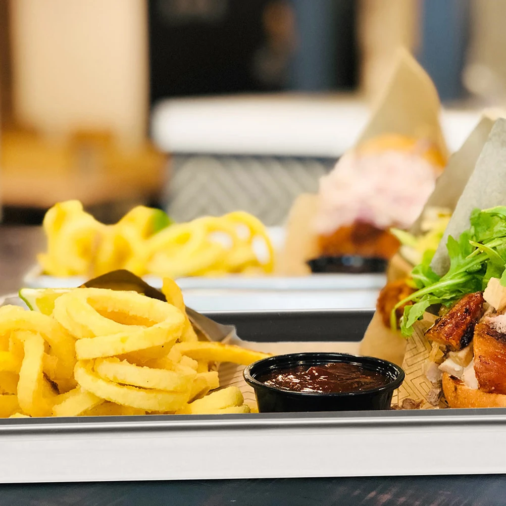 

2pcs Stainless Steel Tray Rectangular Food Serving Home Restaurant Hotel Party 26 5X15 5X1 2CM Snack Plate Kitchen Decorative