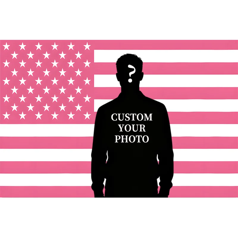 1pc Custom Pink American Flag Banner with Image, Single Side Printing, 3 Sizes and Styles, Gift for Indoor Outdoor Home Decor