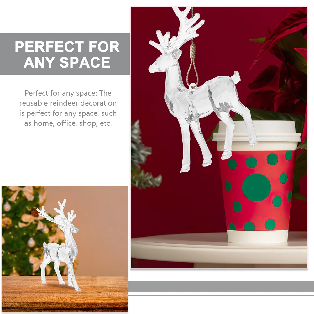 

4Pcs Acrylic Reindeer Decor Christmas Deer Home Office Decoration Exquisite Gift Christmas Decor Small Reindeer Sculpture