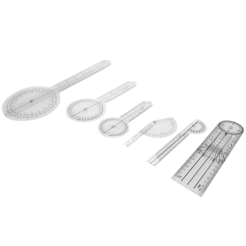 6Pcs Spinal Ruler Spinal Finger Goniometer Protractors Multi-Ruler Angle 180/360 Degree Measuring Tool