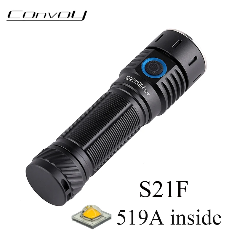 Convoy S21F 519A 4*Led Flashlight Lanterna 60 Degree TIR Lens 21700 Torch Type-c High Powerful Lamp 2700K to 5700K Flash Light