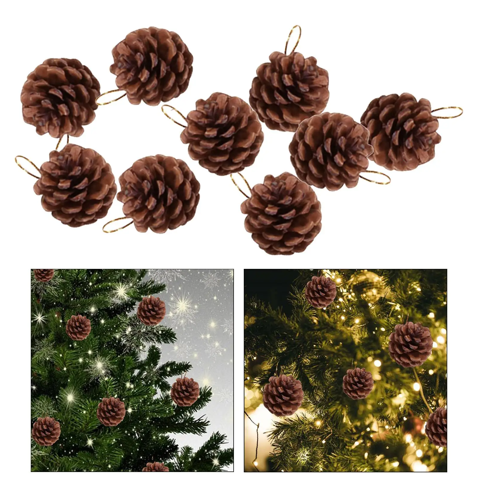 9Pcs Christmas Pine Cones Pendant Rustic for Party Favors Fall Thanksgiving