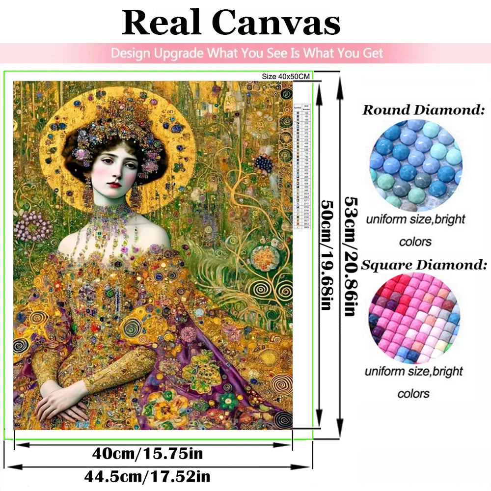 Diamond Embroidery Painting Elegant Gustav Climt Woman Bird 5D Diy Diamond Mosaic Full Round Square Rhinestone Cross Stitch Kit