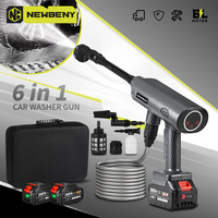 NEWBENY 200Bar 6 IN 1 Brushless High Pressure Car Washer Gun 2 Gears  Garden Cleaning Irrigation Tool For  18V-21V Battery