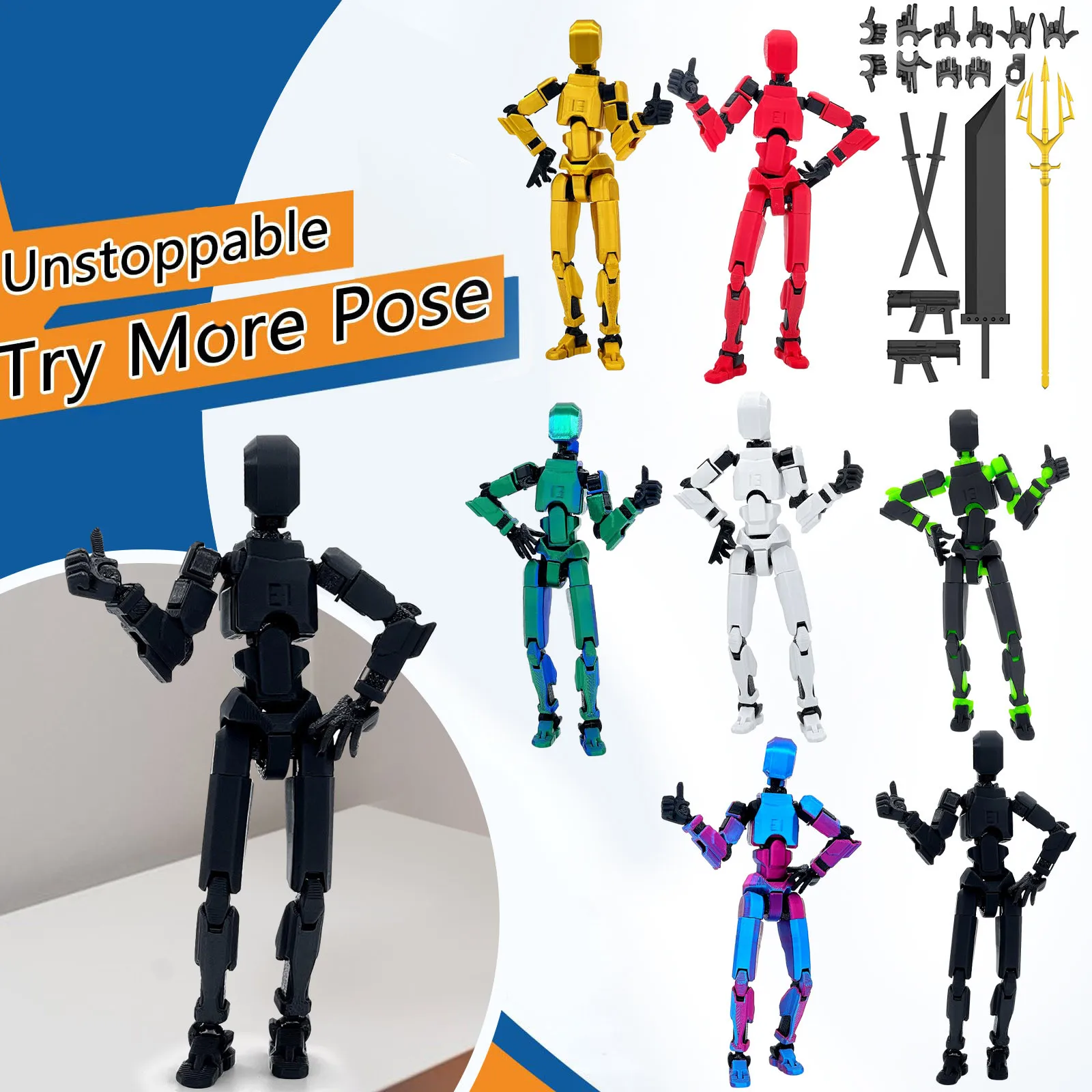 Action Figure T13Action Figure 3D Printed Multi-Jointed Movable Lucky13 Action Figure Nova 13 Action Figure Desktop Decoration