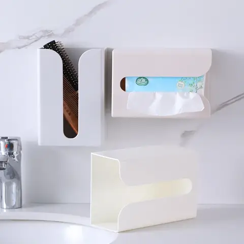 벽걸이 티슈 박스 접착 티슈 선반 냅킨 홀더 디스펜서 랙, 북유럽 주방, 가정 공간 절약 선반 티슈 박스