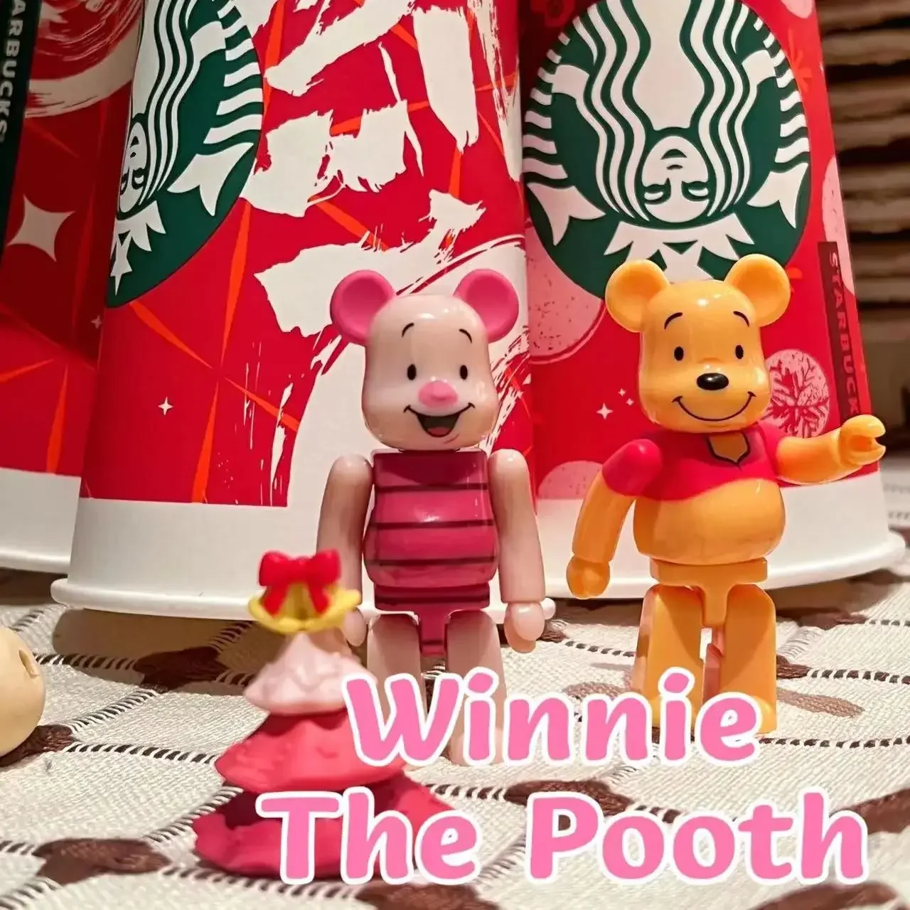 Disney Winnie The Pooth & Piggy Bear Brick 100% 7cm Kawaii  Anime Action Figures Christmas Gifts Kid Toys