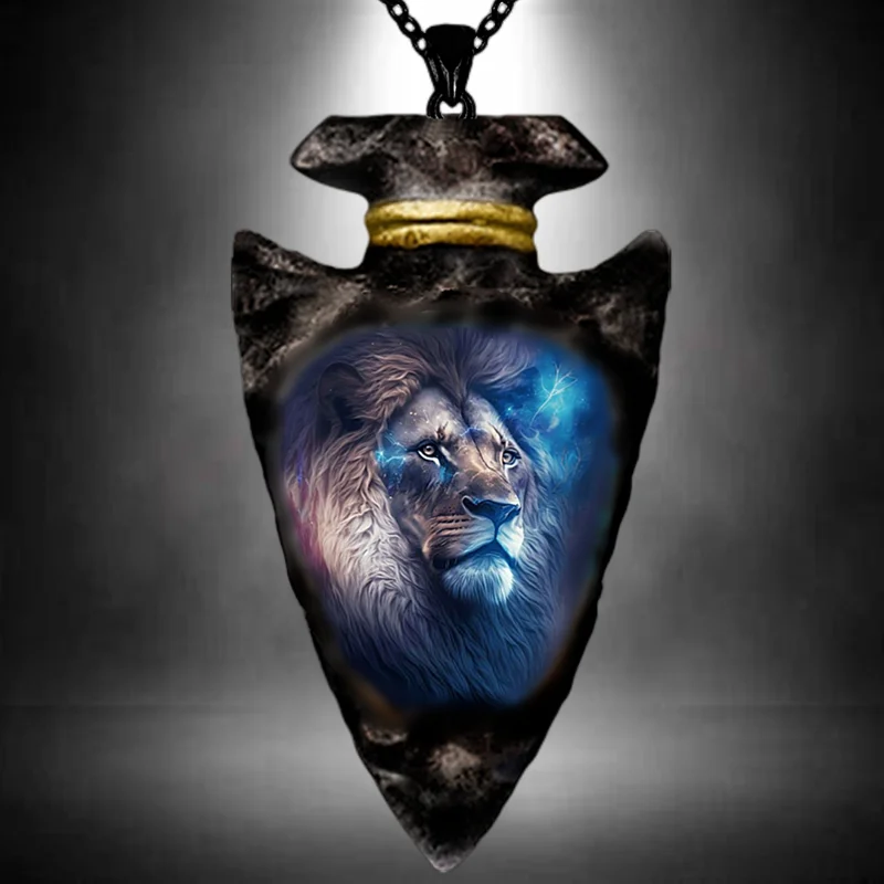 Fashion Indian Animal Lion Pendant Necklace Hip Hop Black Chain Necklaces for Men Stainless Steel Jewelry Accessories Party Gift