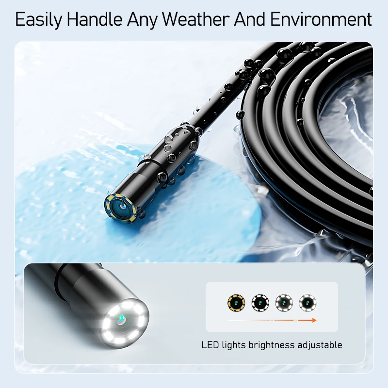 4.3'' Hand-held Industrial Endoscope 8mm Camera 1080P HD Rigid Cable IP67 Borescope Inspection Piping Car Sewer Camera 2600mAh view 5