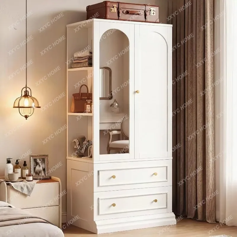XFreestanding Wood Wardrobe Closet Cabinet With Full Length Mirror, Bedroom  Clothing Organizer With Smooth Drawers And S