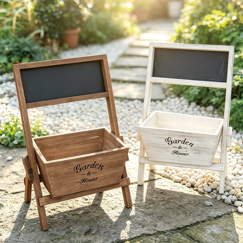 HYS Fresh Coffee Shop Flower Ware Natural Window Arrangement Street Balcony Blackboard Ornament Solid Wood Decoration Table