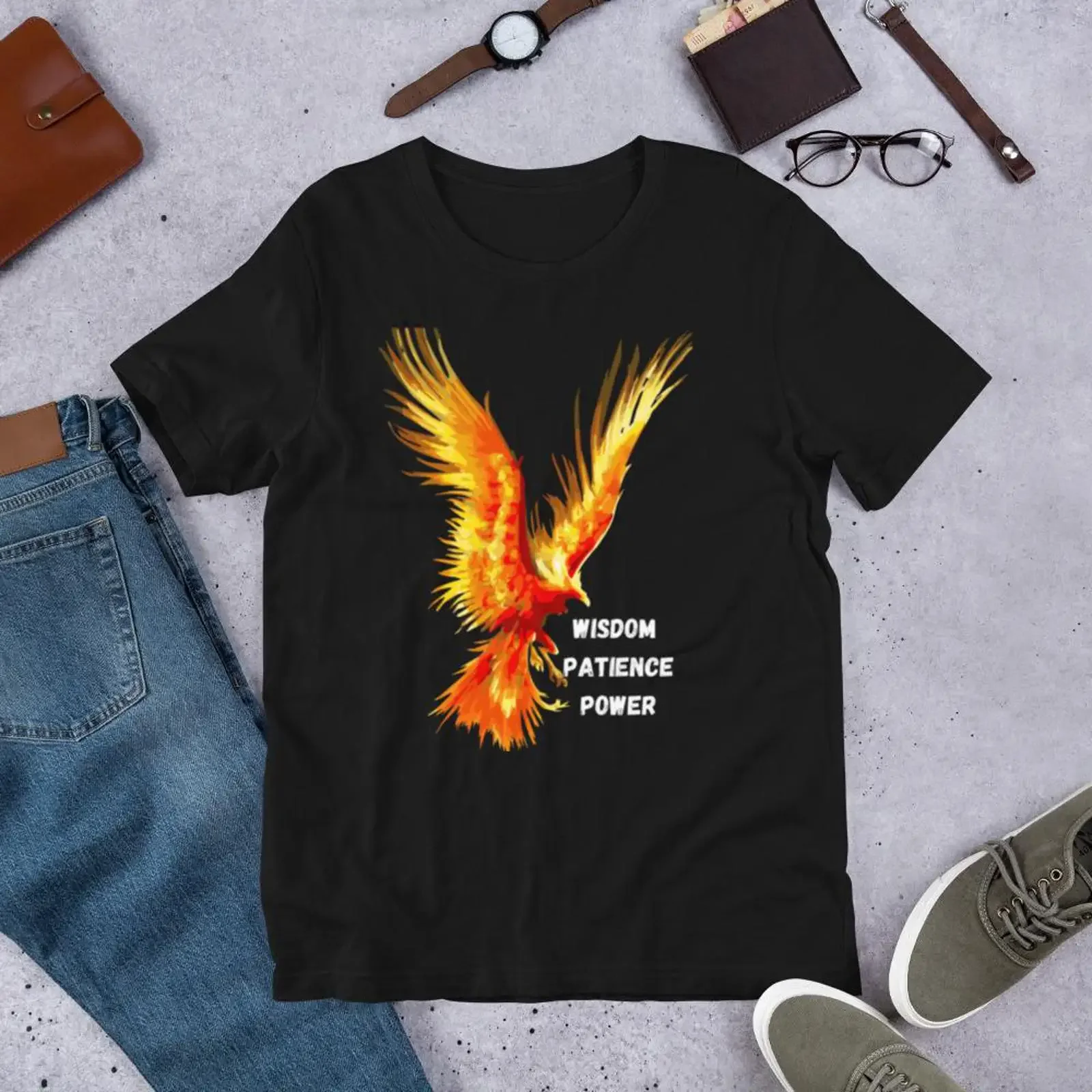 Phoenix Wisdom T Shirt Empowering Design vintage Washed Comfortable homme Stylish Slightly Versatile graphic fashion Unisex