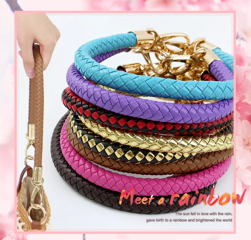 2Pcs Deepeel 30/40/50/60cm Leather Bag Handles Woven Rope Shoulder Strap Metal Buckles Handbag DIY Replace Bags Accessories