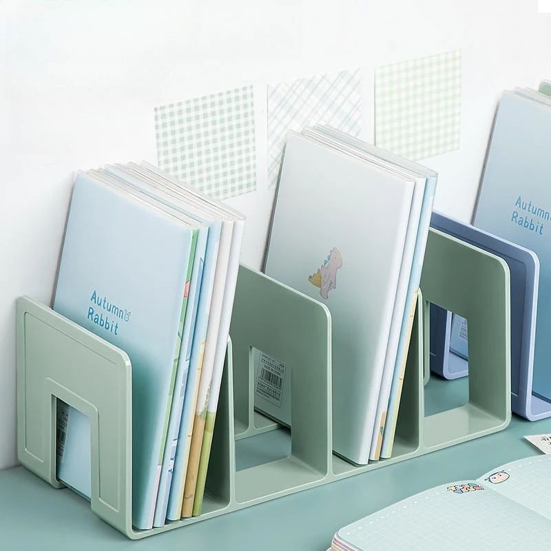 A Simple Desktop Bookshelf with Four Columns for Office Use A Student Book Storage Desktop Bookshelf