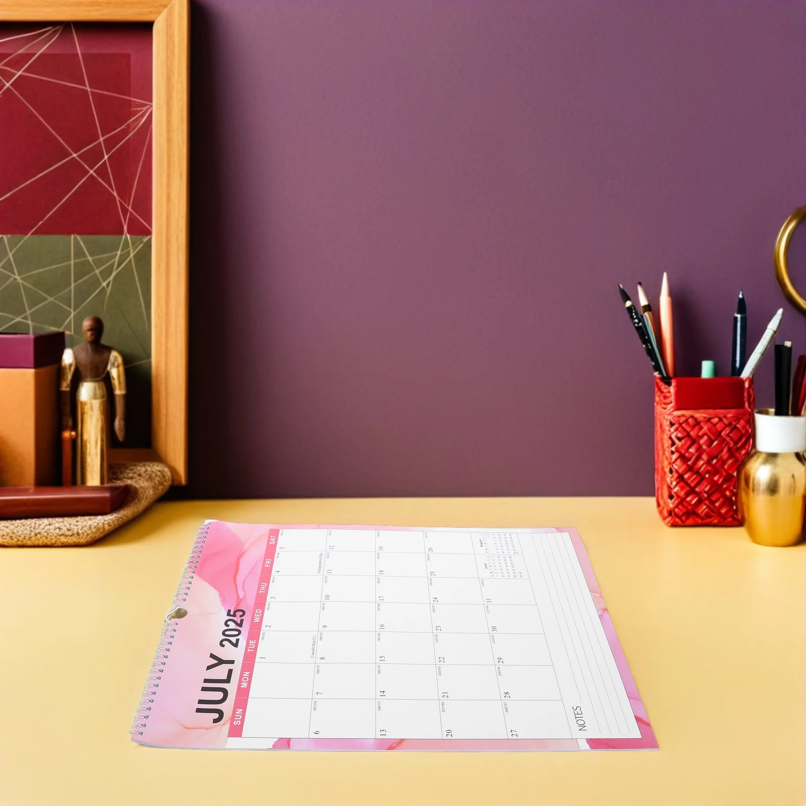 

18-Month Wall Calendar 2026 Vertical Monthly Planner Spiral Bound For Home Office Student Holiday Highlighted Daily Countdown