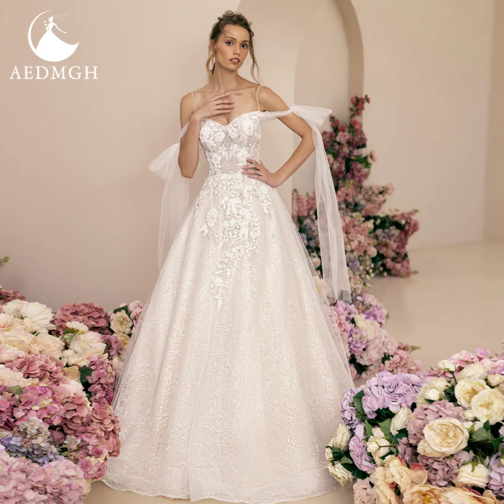 

Aedmgh A-Line Romantic Wedding Dresses 2024 Sweetheart Off The Shoulder Vestido De Novia Lace Appliques Elegant Robe De Mariee