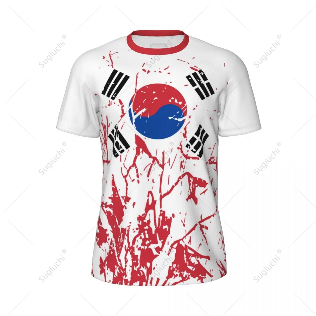 Exclusive design South Korea Flag Grain 3D Printed Men For Running Bike Soccer Tennis Fitness Sports tshirt Mesh Short T-shirt