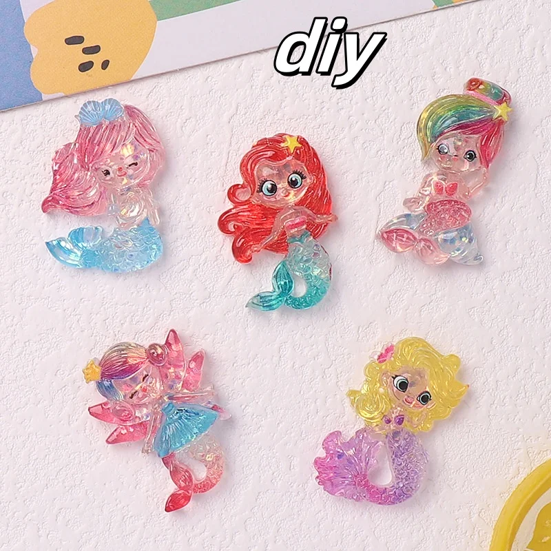 

stitch Disney cartoon shiny mermaid princess DIY resin accessories handmade hairpin mobile phone case patch headdress