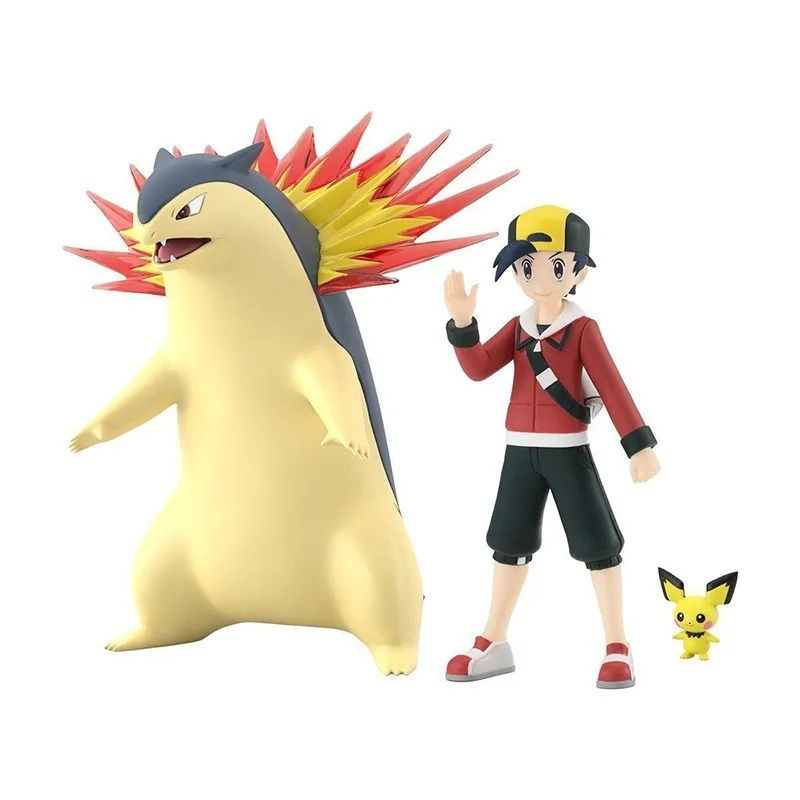 Original Genuine Bandai Anime POKEMON Shokugan SCALE WORLD Ethan Espeon Cyndaquil Model Toys Action Figure Gifts Collectible Kid