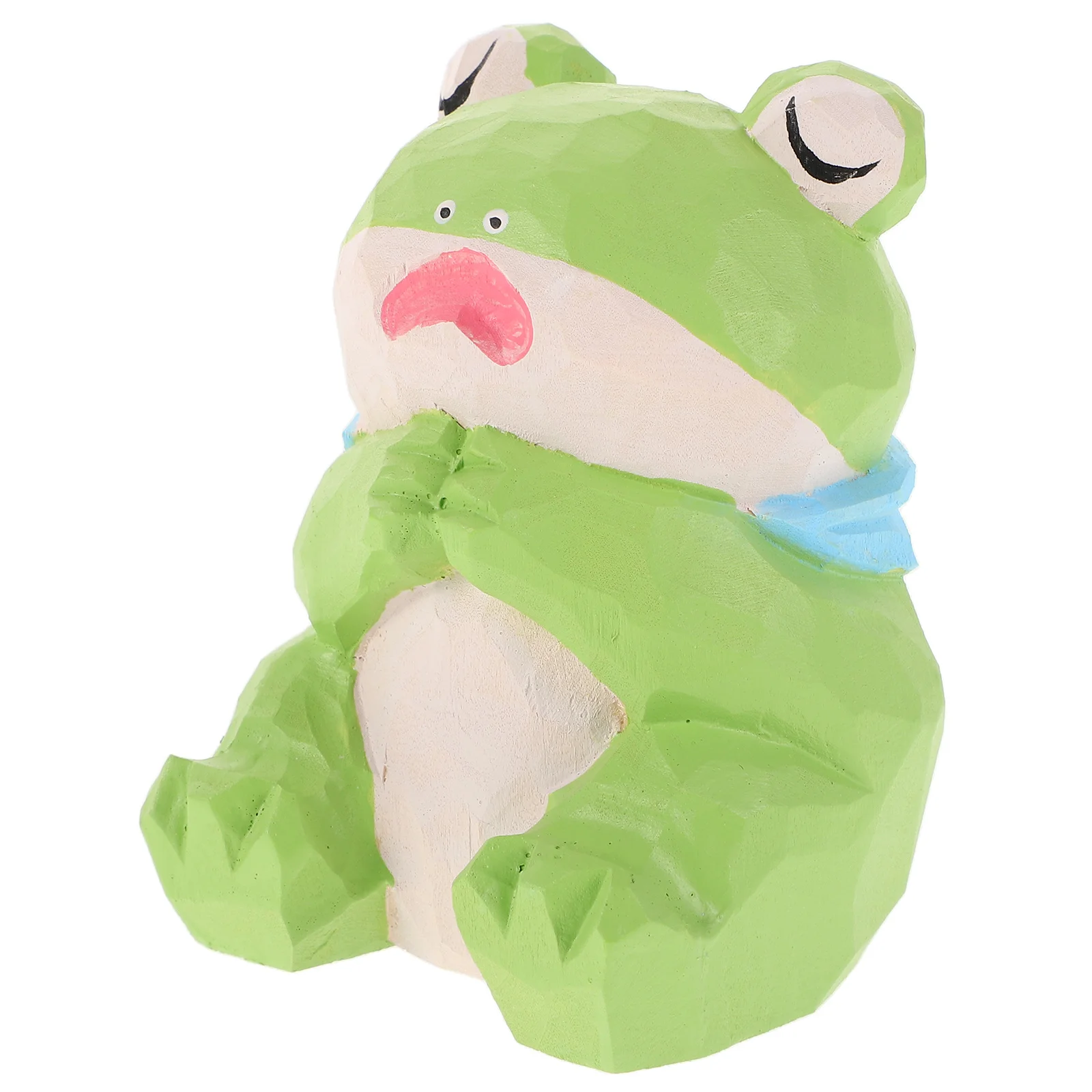 

Wood Carving Animal Ornament Frog Craft Decor Green Table Centerpiece Statue Figurine Home Art Decoration Gift