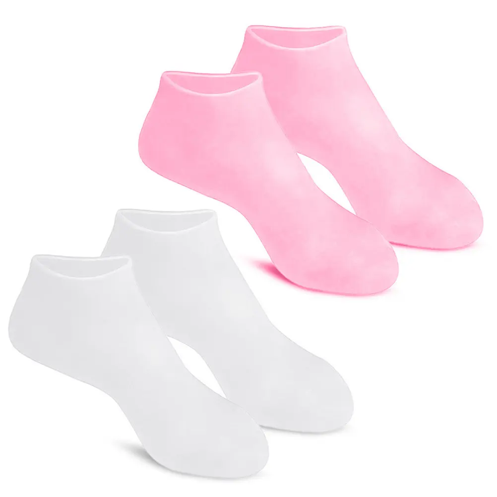 2Pairs Moisturizing Foot Socks for Dry Cracked Heels Exfoliating Hydrating Overnight Home Pedicure Care Softening Repairing Spa