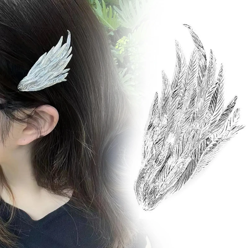 Angel Series Feather Hair Clip Unisex Punk Rock Hairpin Personalized Headwear Jewelry Headdress Hair Accessories Gift