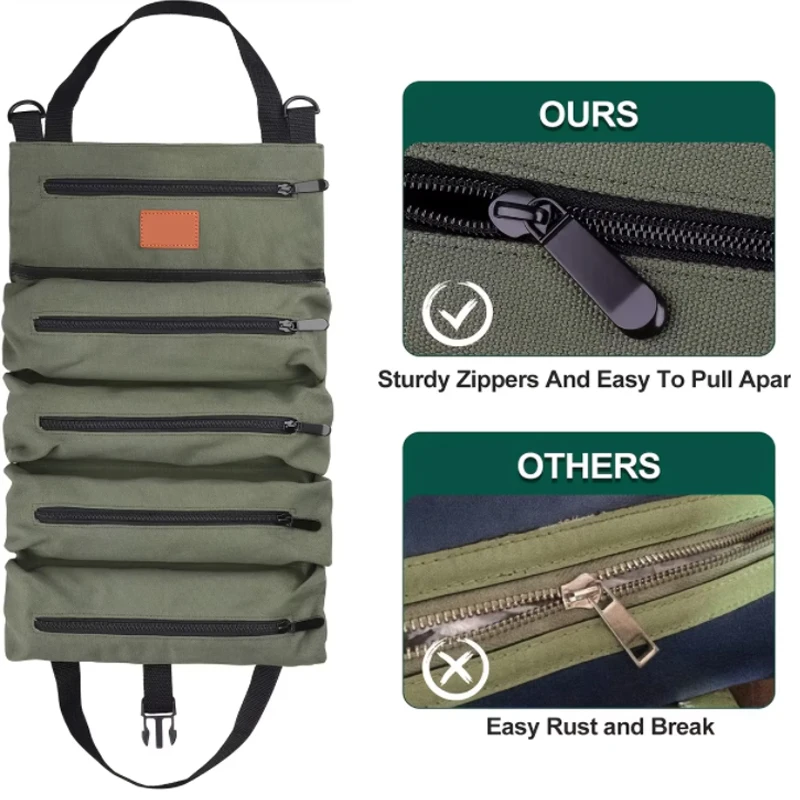 Sac à outils enroulable polyvalent, rouleau de clé, seau organisateur d'outils en toile, trousse de premiers soins pour voiture, mallette de rangement en rouleau d'enveloppe