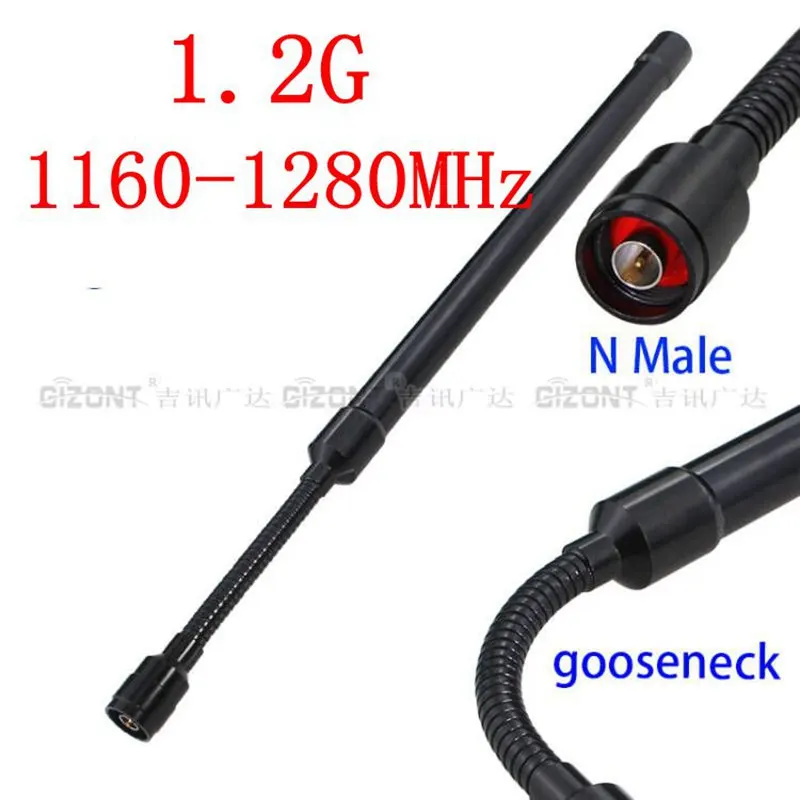 Admite antena personalizada de fibra de vidrio 900MHz 1,2G 1,4G 2,4G 2,2G 5,2G 5,8 GHz N antena de cuello de cisne macho antena de módulo de jammer UAV