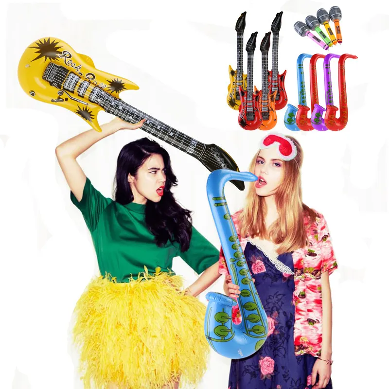 

Inflatable Microphone Blow up Toys Guitar Saxophone Balloons Musical Instruments
