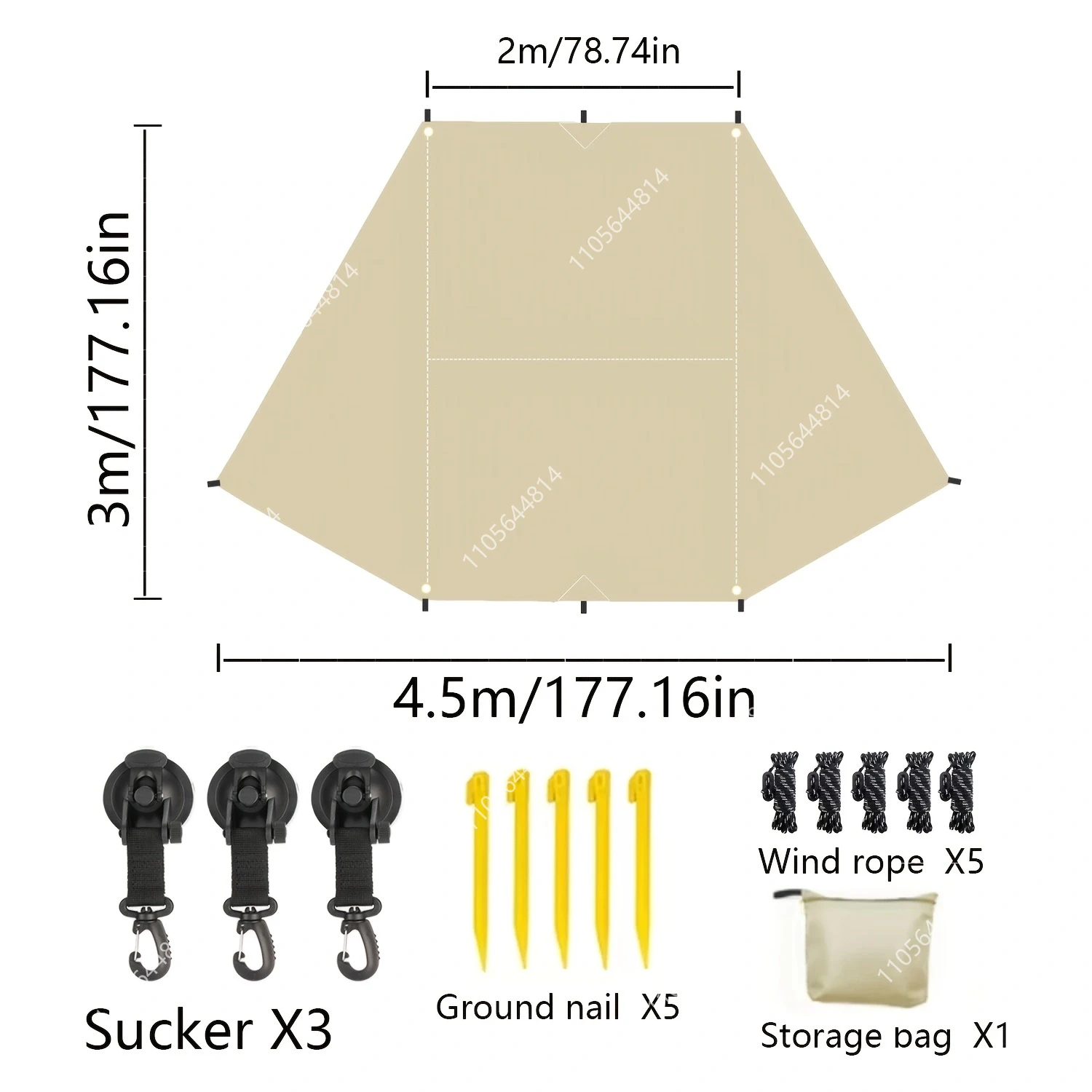 Butterfly Car Side Awning Silver Coated Anti-UV Waterproof Camping Sun Shade For SUV RV Pickup Van image 3