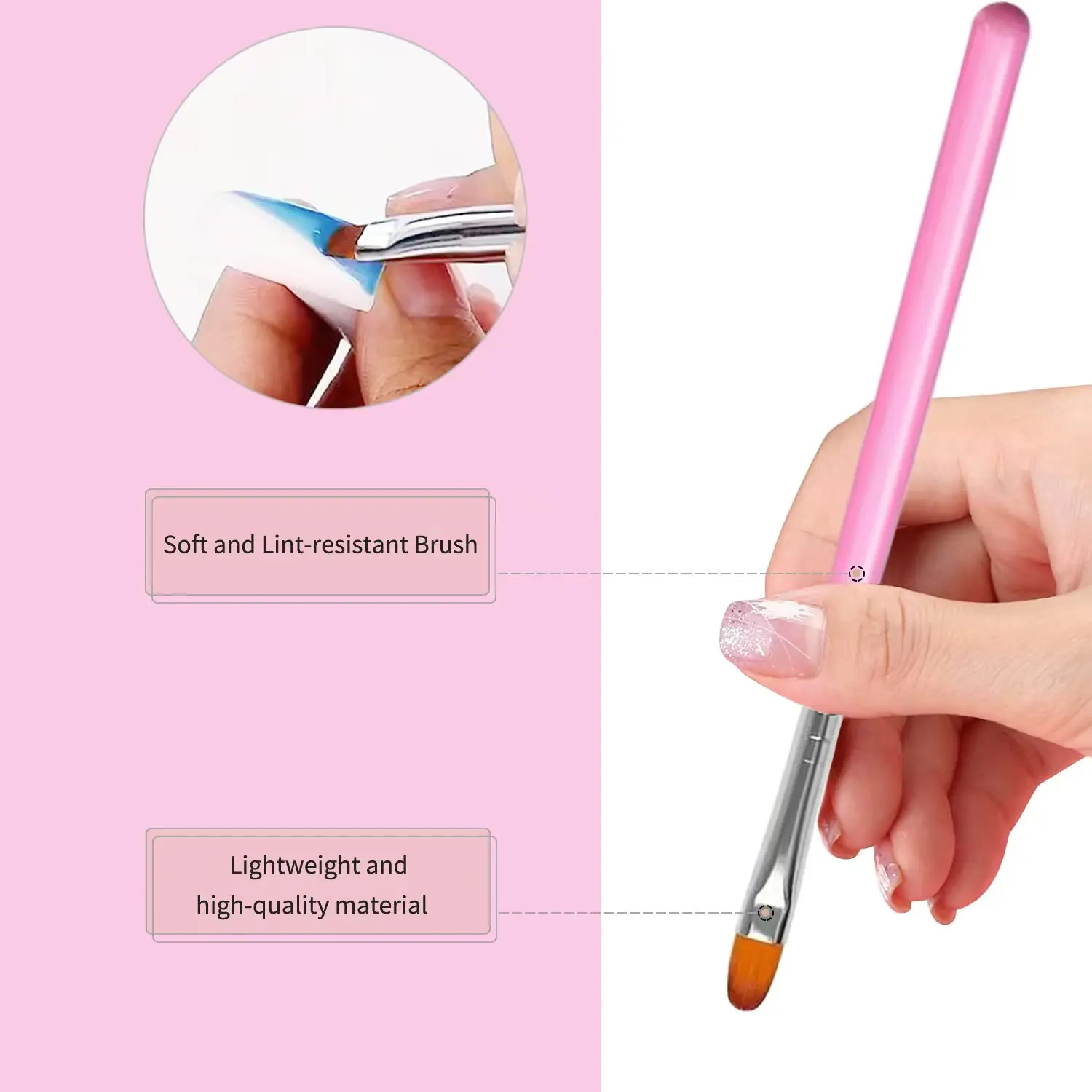7/8 STKS Ovale Gel Nagelborstel Set - Acryl Beeldhouwen Tips Builder & Structuur Gel voor Salon Thuis DIY Manicure