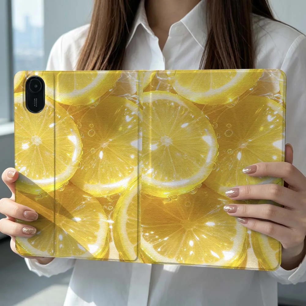 Yellow Lemon Picture Pen Tray For Xiaomi Poco Redmi Pad 8 2 4 C1 6 6S 7 7S SE 9.7 14 11 11.2 12.1 12.5 Inch Tablet Case