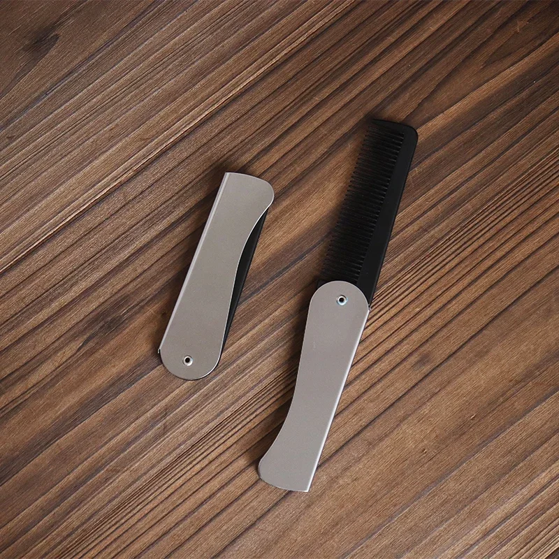 1 قطعة طوي مكافحة ساكنة جيب الصلب مشط الرجال النفط رئيس المحمولة مشط اللحية طوي التصميم أداة خاصة للشعر المستعار الحقيقي #3