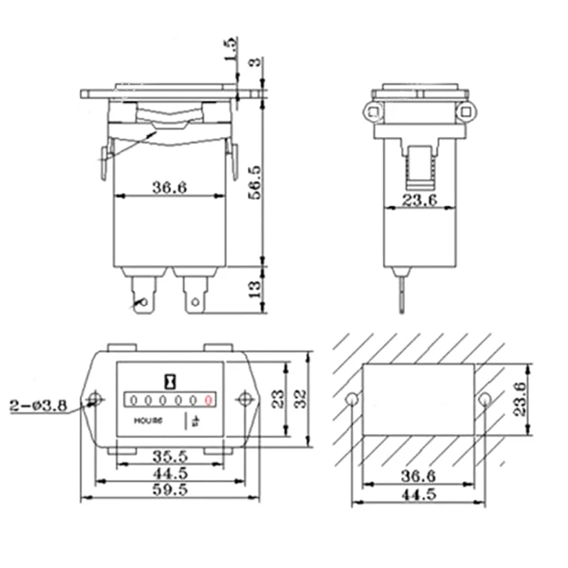 Complete Sealed Quartz Timer Counter SYS-1 6 Digits 100-250V AC220V Hour Meter Digital Industrial Mechanical Hours Counter