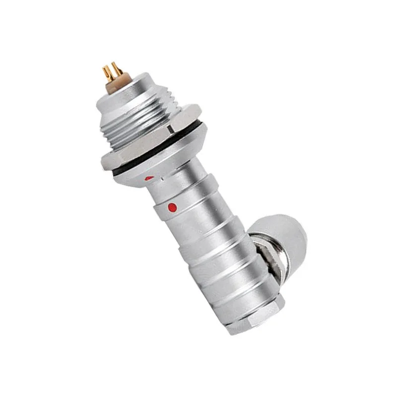 For Connector Push Pull Self-Locking K Series Waterproof Plug FHG 90 Degree Elbow Metal 0K1K2K3K 2 Pack